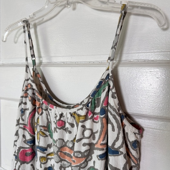 THML 100% Cotton A-Line Dress Tiered Ruffle Hem Colorful Allover Print Sz Small - Picture 10 of 17